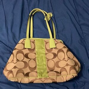 Coach Brown and Green Signature Tote